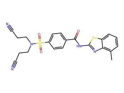 4-[bis(2-cyanoethyl)sulfamoyl]-N-(4-methyl-1,3-benzothiazol-2-yl)benzamide structure