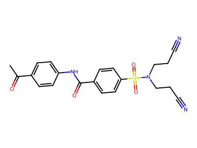 N-(4-acetylphenyl)-4-[bis(2-cyanoethyl)sulfamoyl]benzamide structure