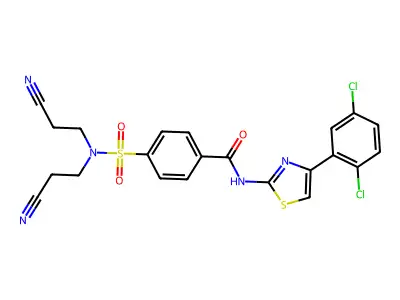 4-[bis(2-cyanoethyl)sulfamoyl]-N-[4-(2,5-dichlorophenyl)-1,3-thiazol-2-yl]benzamide structure
