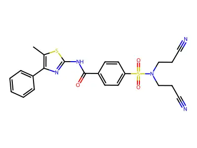 4-[bis(2-cyanoethyl)sulfamoyl]-N-(5-methyl-4-phenyl-1,3-thiazol-2-yl)benzamide structure
