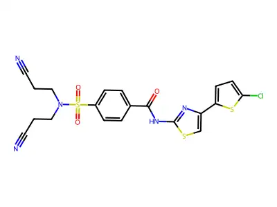 4-[bis(2-cyanoethyl)sulfamoyl]-N-[4-(5-chlorothiophen-2-yl)-1,3-thiazol-2-yl]benzamide structure