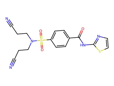 4-[bis(2-cyanoethyl)sulfamoyl]-N-(1,3-thiazol-2-yl)benzamide structure