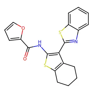 N-[3-(1,3-benzothiazol-2-yl)-4,5,6,7-tetrahydro-1-benzothiophen-2-yl]furan-2-carboxamide structure