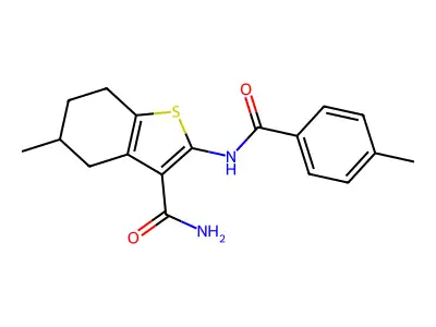5-Methyl-2-(4-methylbenzamido)-4,5,6,7-tetrahydrobenzo[b]thiophene-3-carboxamide structure