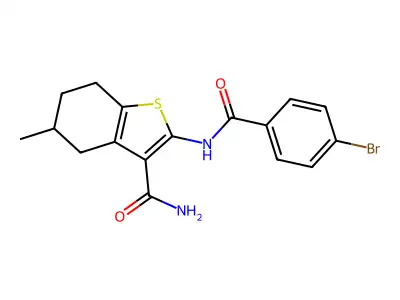 2-(4-Bromobenzamido)-5-methyl-4,5,6,7-tetrahydrobenzo[b]thiophene-3-carboxamide structure