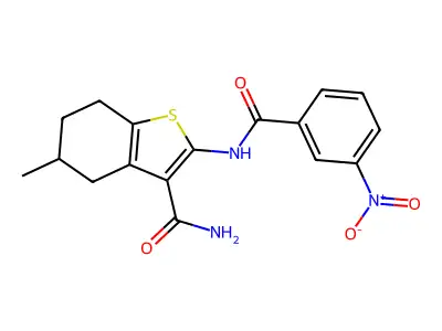 5-Methyl-2-(3-nitrobenzamido)-4,5,6,7-tetrahydrobenzo[b]thiophene-3-carboxamide structure