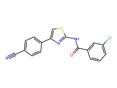 3-chloro-N-[4-(4-cyanophenyl)-1,3-thiazol-2-yl]benzamide structure