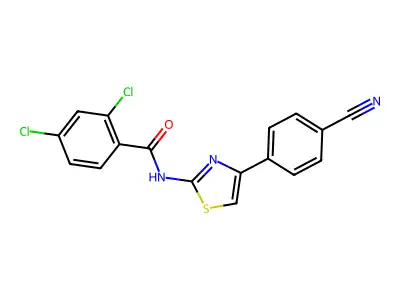 2,4-dichloro-N-[4-(4-cyanophenyl)-1,3-thiazol-2-yl]benzamide structure