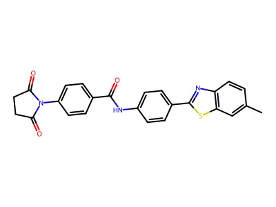 4-(2,5-dioxopyrrolidin-1-yl)-N-[4-(6-methyl-1,3-benzothiazol-2-yl)phenyl]benzamide structure