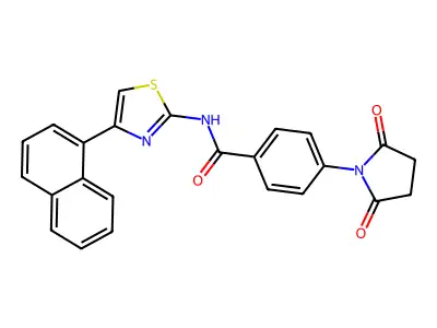 4-(2,5-dioxopyrrolidin-1-yl)-N-(4-(naphthalen-1-yl)thiazol-2-yl)benzamide structure