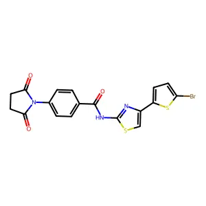 N-[4-(5-bromothiophen-2-yl)-1,3-thiazol-2-yl]-4-(2,5-dioxopyrrolidin-1-yl)benzamide structure