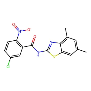 5-chloro-N-(4,6-dimethyl-1,3-benzothiazol-2-yl)-2-nitrobenzamide structure