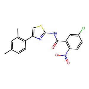 5-chloro-N-[4-(2,4-dimethylphenyl)-1,3-thiazol-2-yl]-2-nitrobenzamide structure