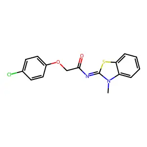 2-(4-chlorophenoxy)-N-(3-methyl-1,3-benzothiazol-2-ylidene)acetamide structure