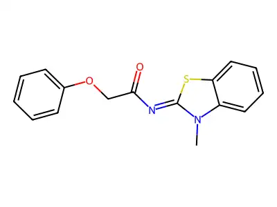 N-(3-methyl-1,3-benzothiazol-2-ylidene)-2-phenoxyacetamide structure