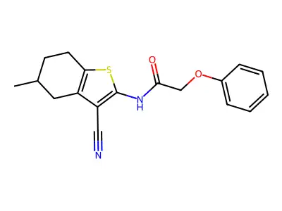 N-(3-cyano-5-methyl-4,5,6,7-tetrahydro-1-benzothiophen-2-yl)-2-phenoxyacetamide structure