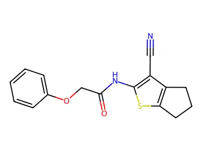 N-(3-cyano-5,6-dihydro-4H-cyclopenta[b]thiophen-2-yl)-2-phenoxyacetamide structure