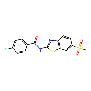 4-fluoro-N-(6-(methylsulfonyl)benzo[d]thiazol-2-yl)benzamide structure