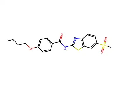 4-butoxy-N-(6-(methylsulfonyl)benzo[d]thiazol-2-yl)benzamide structure
