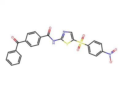 4-benzoyl-N-(5-((4-nitrophenyl)sulfonyl)thiazol-2-yl)benzamide structure