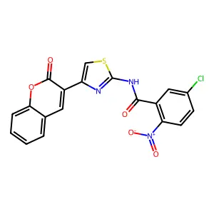 5-chloro-2-nitro-N-[4-(2-oxochromen-3-yl)-1,3-thiazol-2-yl]benzamide structure