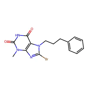 8-Bromo-3-methyl-7-(3-phenyl-propyl)-3,7-dihydro-purine-2,6-dione structure