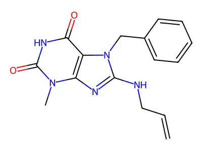 8-(allylamino)-7-benzyl-3-methyl-1H-purine-2,6(3H,7H)-dione structure