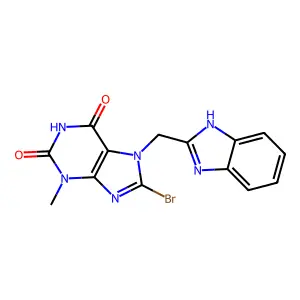 7-(1H-benzimidazol-2-ylmethyl)-8-bromo-3-methylpurine-2,6-dione structure