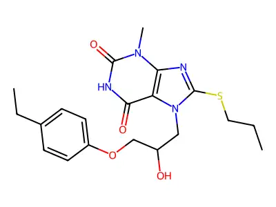 7-[3-(4-Ethylphenoxy)-2-hydroxypropyl]-3-methyl-8-propylsulfanylpurine-2,6-dione structure