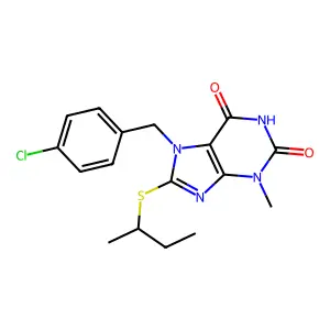 8-(Butan-2-ylthio)-7-[(4-chlorophenyl)methyl]-3-methylpurine-2,6-dione structure