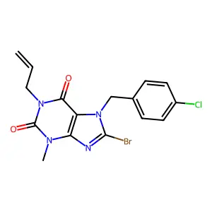 1-allyl-8-bromo-7-(4-chlorobenzyl)-3-methyl-1H-purine-2,6(3H,7H)-dione structure
