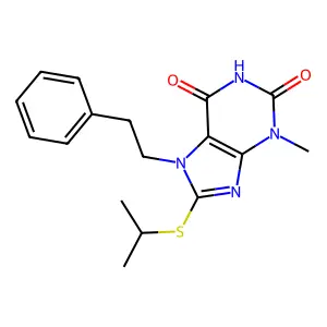 8-Isopropylsulfanyl-3-methyl-7-phenethyl-3,7-dihydro-purine-2,6-dione structure