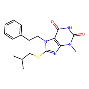 8-Isobutylsulfanyl-3-methyl-7-phenethyl-3,7-dihydro-purine-2,6-dione structure