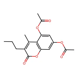 4-methyl-2-oxo-3-propyl-2H-chromene-5,7-diyl diacetate structure