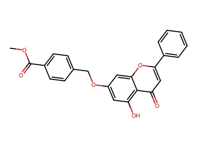 methyl 4-{[(5-hydroxy-4-oxo-2-phenyl-4H-chromen-7-yl)oxy]methyl}benzoate structure