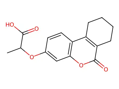 2-[(6-oxo-7,8,9,10-tetrahydro-6H-benzo[c]chromen-3-yl)oxy]propanoic acid structure