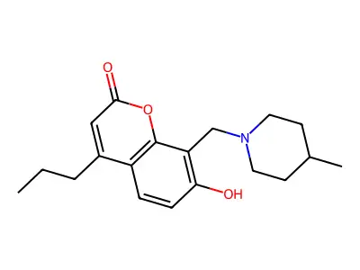 7-hydroxy-8-[(4-methylpiperidin-1-yl)methyl]-4-propyl-2H-chromen-2-one structure