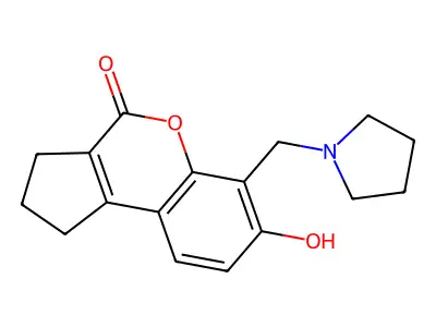 7-hydroxy-6-(pyrrolidin-1-ylmethyl)-2,3-dihydrocyclopenta[c]chromen-4(1H)-one structure