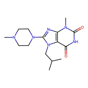 7-isobutyl-3-methyl-8-(4-methylpiperazin-1-yl)-1H-purine-2,6(3H,7H)-dione structure