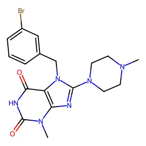 7-(3-bromobenzyl)-3-methyl-8-(4-methylpiperazin-1-yl)-1H-purine-2,6(3H,7H)-dione structure
