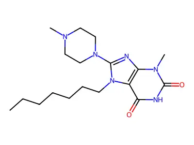 7-heptyl-3-methyl-8-(4-methylpiperazin-1-yl)-1H-purine-2,6(3H,7H)-dione structure