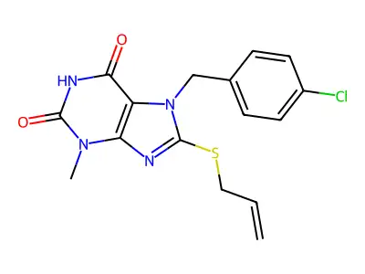 8-(allylthio)-7-(4-chlorobenzyl)-3-methyl-1H-purine-2,6(3H,7H)-dione structure