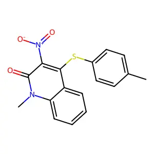 1-Methyl-4-[(4-methylphenyl)thio]-3-nitro-2-quinolinone structure