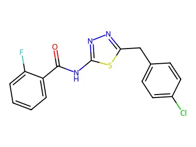 N-[5-(4-chlorobenzyl)-1,3,4-thiadiazol-2-yl]-2-fluorobenzamide structure