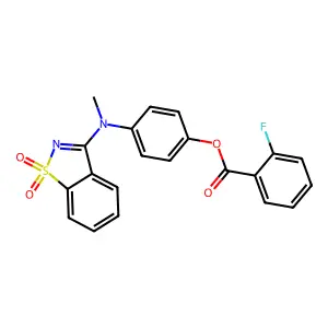 4-[(1,1-Dioxido-1,2-benzothiazol-3-yl)(methyl)amino]phenyl 2-fluorobenzoate structure