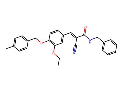 (E)-N-benzyl-2-cyano-3-[3-ethoxy-4-[(4-methylphenyl)methoxy]phenyl]prop-2-enamide structure