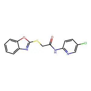 2-(1,3-benzoxazol-2-ylsulfanyl)-N-(5-chloropyridin-2-yl)acetamide structure
