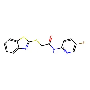 2-(1,3-benzothiazol-2-ylsulfanyl)-N-(5-bromopyridin-2-yl)acetamide structure