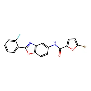5-bromo-N-[2-(2-fluorophenyl)-1,3-benzoxazol-5-yl]furan-2-carboxamide structure