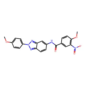 4-methoxy-N-[2-(4-methoxyphenyl)benzotriazol-5-yl]-3-nitrobenzamide structure
